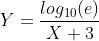 Y= \frac{log_{10}(e)}{X+3}